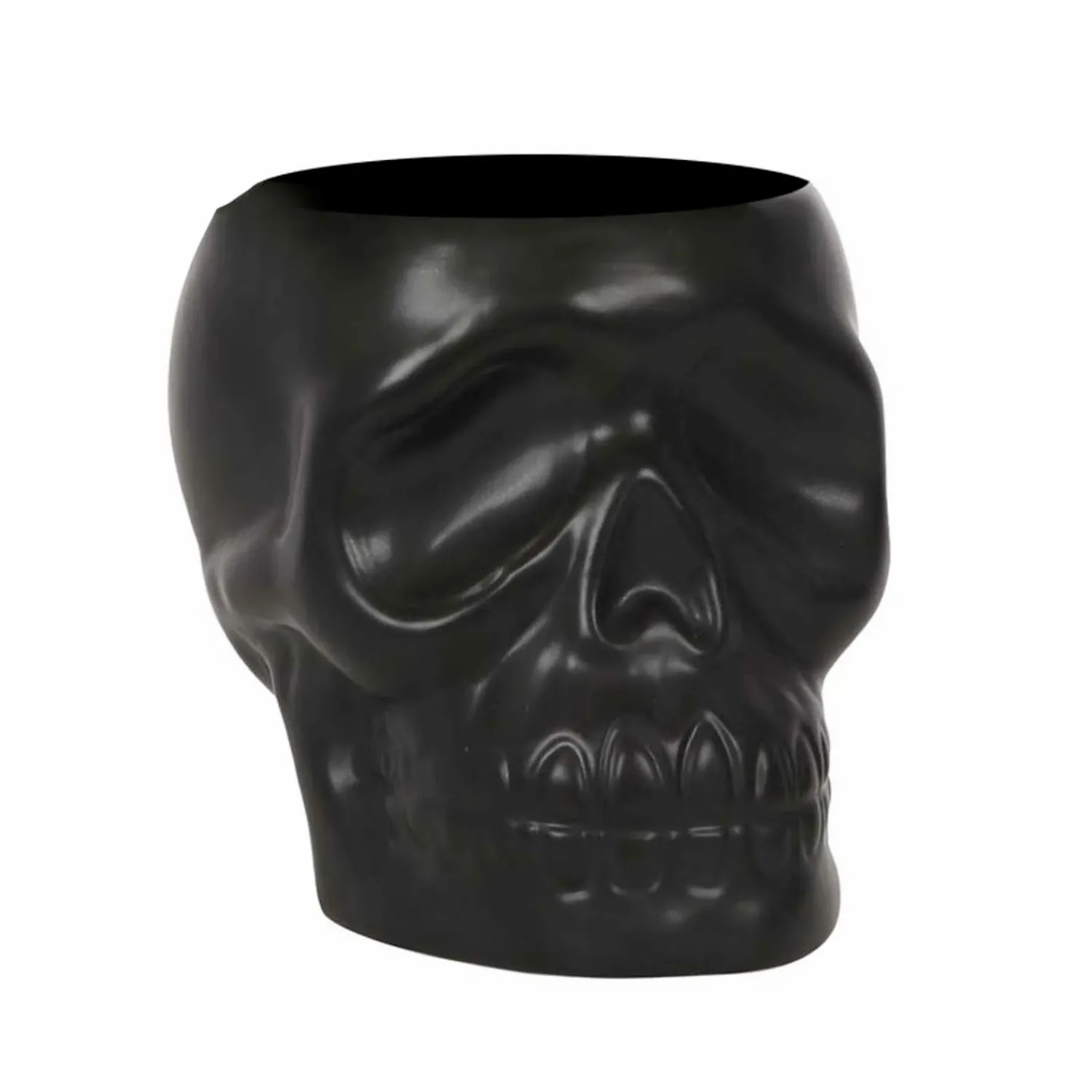 black_ceramic_skull_planter___tall_0.webp Black Ceramic Skull Planter - 5" Tall>Roger's Gardens New