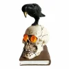Black Raven With Glowing Skull On Book - 8" Tall>Roger's Gardens Hot
