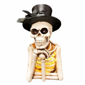 Black Top Hat Skeleton With Glowing Light - 14" Tall>Roger's Gardens Shop