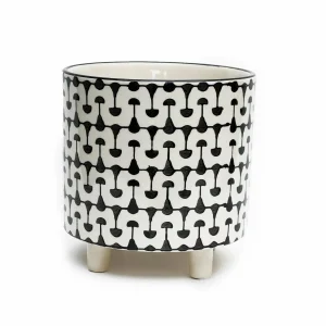 Footed Black & Cream Planter>Roger's Gardens Flash Sale