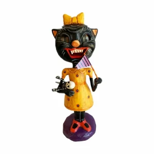 Meowzal The Spirited Black Cat - 11" Tall - Jorge De Rojas>Roger's Gardens Shop