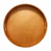 Paraguayan Leather Round Ottoman Serving Tray>Roger's Gardens Discount