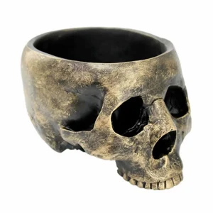 Rustic Brass Colored Skull Planter - 4" Tall>Roger's Gardens Fashion