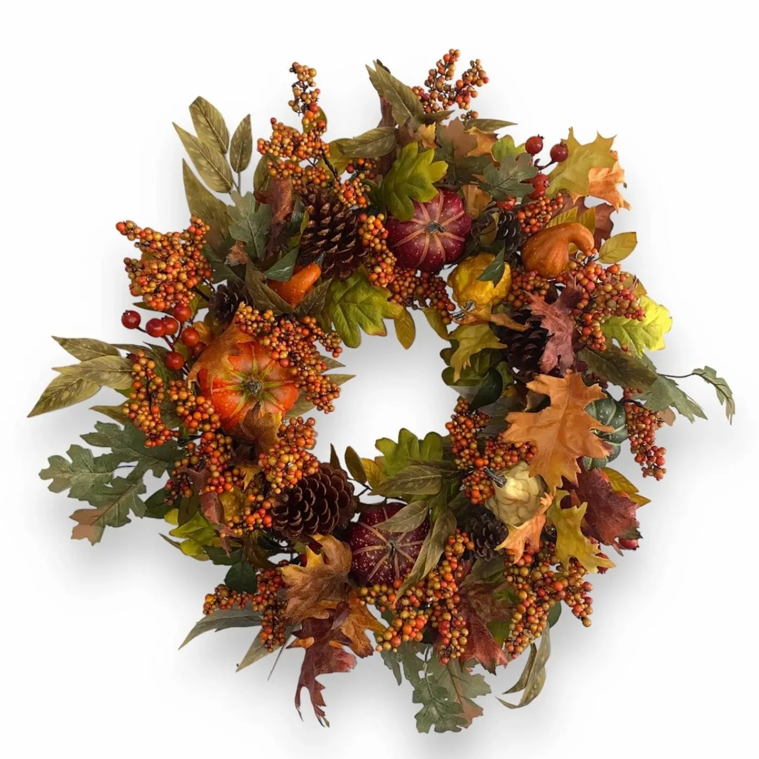 silk_orange_pumpkin__berry_wreath___0-2.webp Silk Orange Pumpkin & Berry Wreath - 24">Roger's Gardens Fashion
