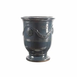 Traditional French Glazed Anduze Blue Lavender Vase>Roger's Gardens Flash Sale