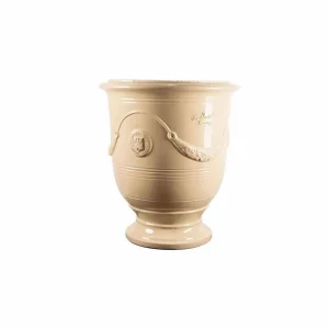 Traditional French Glazed Anduze Ivory Vase>Roger's Gardens Store