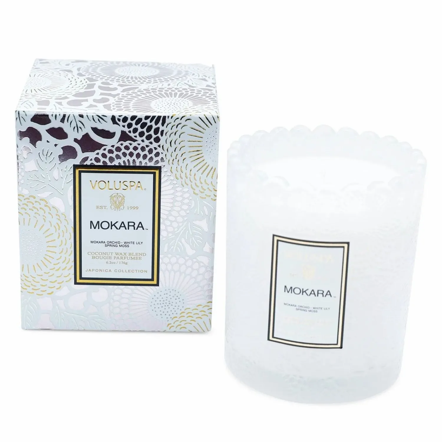 voluspa_mokara_scallop_glass_candle_0.webp Voluspa Mokara Scallop Glass Candle>Roger's Gardens Best