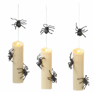 Web Of Shadows: Hanging Spider Candle Lights - 8" Tall - Set Of 3>Roger's Gardens Best