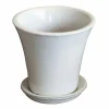 White Audrey Planter With Saucer - 7">Roger's Gardens Sale
