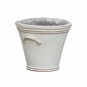 White Fluted Handle Planter>Roger's Gardens Shop